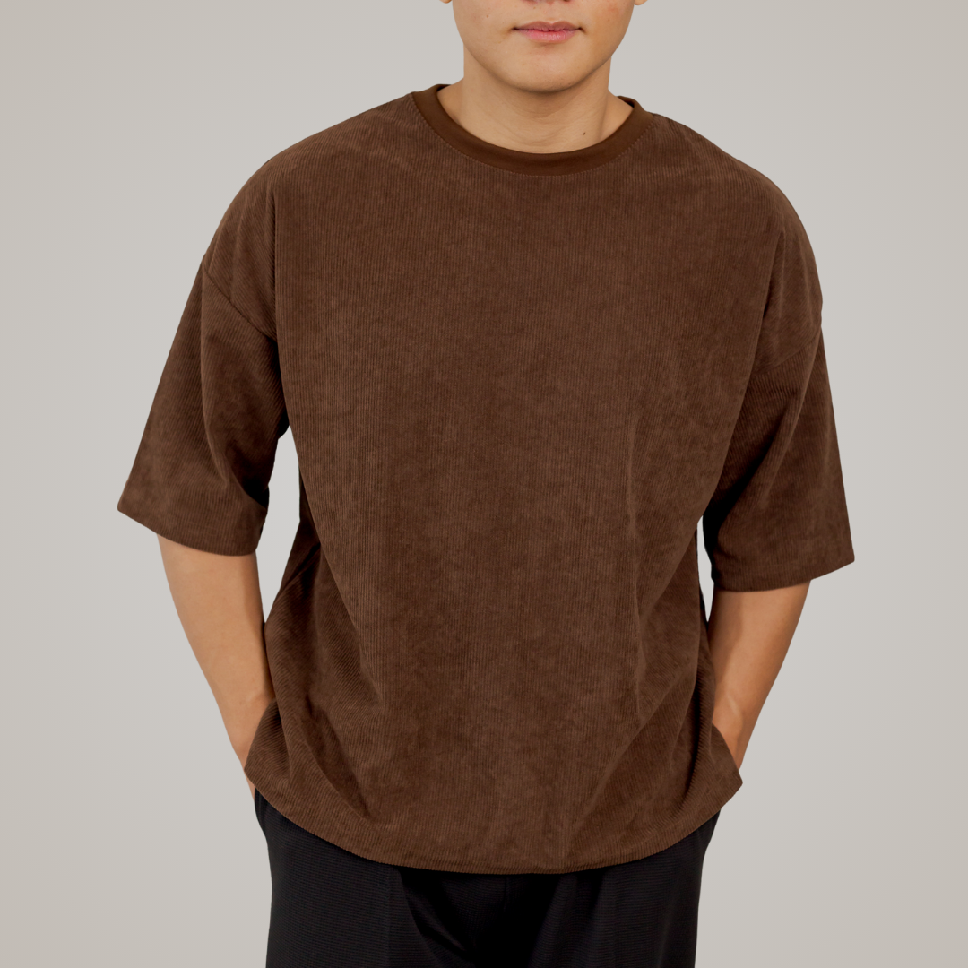 Corduroy Boxy Crop Oversized Shirt