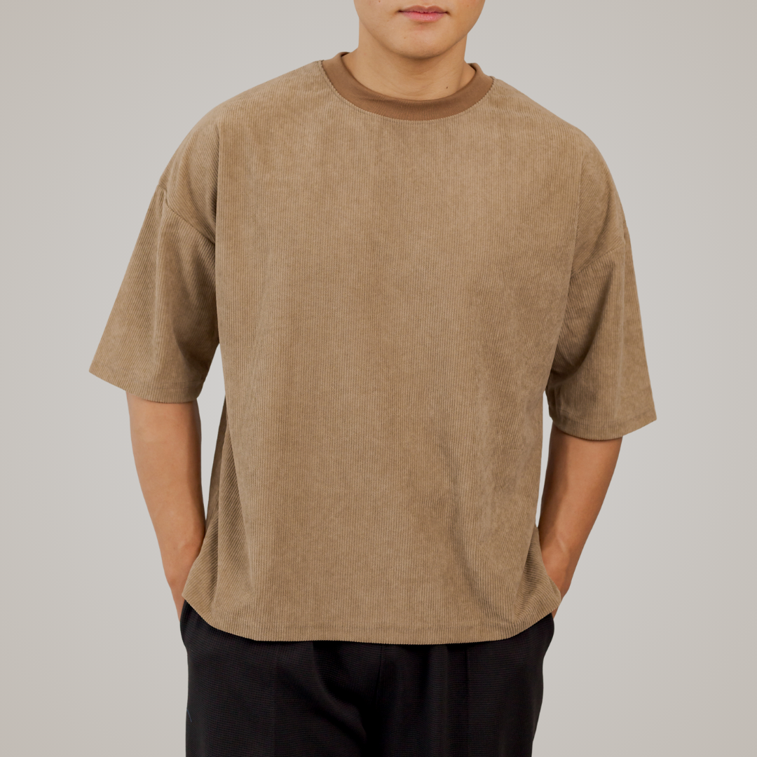 Corduroy Boxy Crop Oversized Shirt