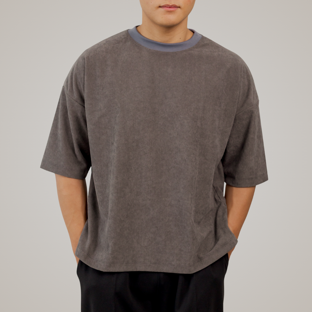 Corduroy Boxy Crop Oversized Shirt