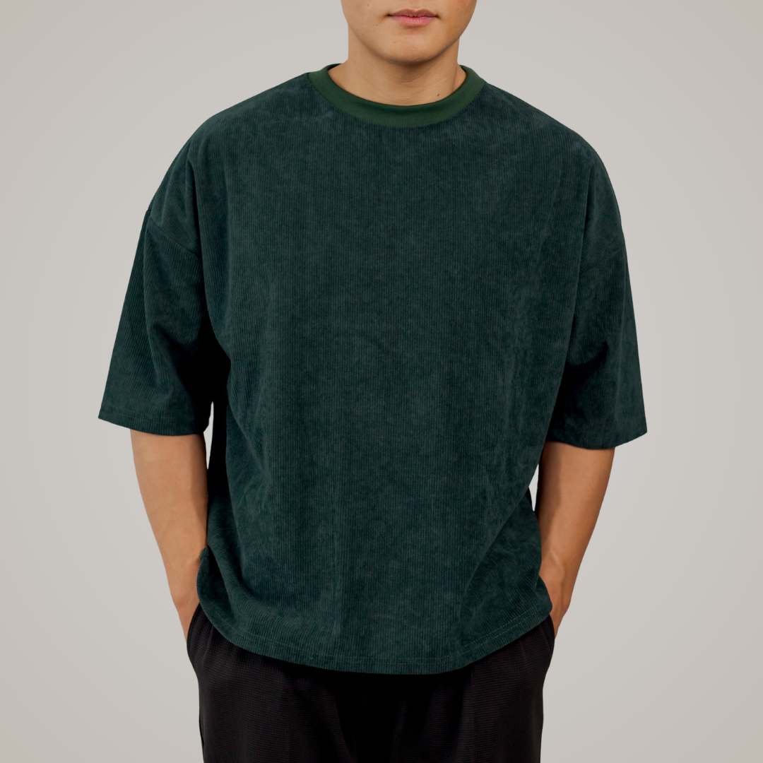 Corduroy Boxy Crop Oversized Shirt