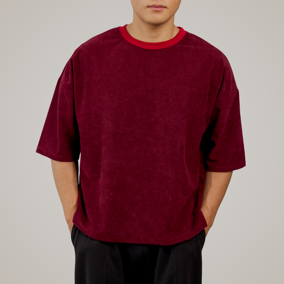 Corduroy Boxy Crop Oversized Shirt