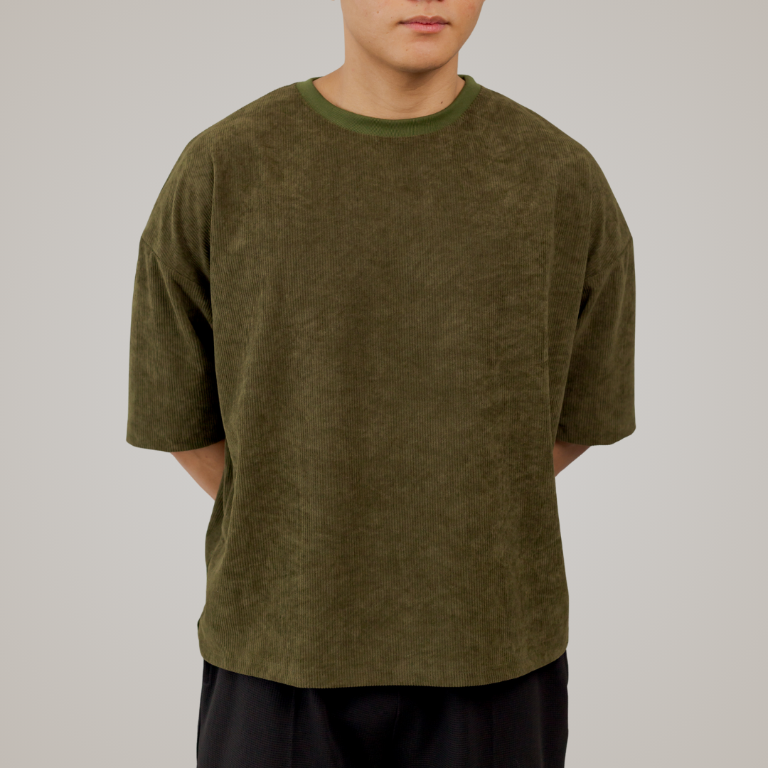 Corduroy Boxy Crop Oversized Shirt
